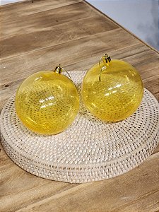 BOLA TRANSPARENTE AMARELA 10CM COM 2 UNIDADES