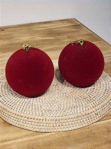 BOLA VELUDO VERMELHA 10CM COM 2 UNIDADES