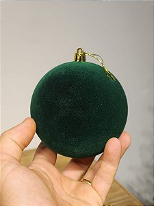 BOLA VELUDO VERDE 10CM COM 2 UNIDADES