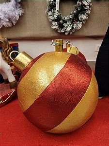 BASE PARA ÁRVORE DE NATAL BOLA OURO E VERMELHA 43CM - PRÉ VENDA 2025