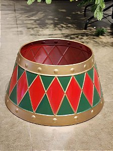 SAIA RÍGIDA PARA ÁRVORE DE NATAL VERMELHA, VERDE E DOURADA