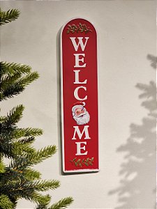 PLACA EM METAL WELCOME NOEL VERMELHA 60CM