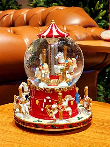 GLOBO A CORDA COM ÁGUA CARROSSEL COM MOVIMENTO 20,5CM