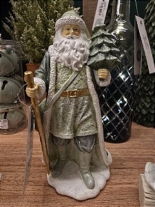 PAPAI NOEL EM RESINA VERDE MENTA 19CM  - PRÉ VENDA 2025