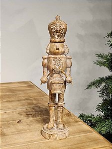 SOLDADO QUEBRA NOZES COM TAMBOR EM RESINA EFEITO MADEIRA 38CM