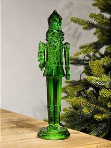 SOLDADO QUEBRA NOZES  VERDE DE ACRÍLICO COM LED 30CM