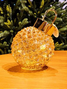 BOLA DE VIDRO OURO COM LED 25CM