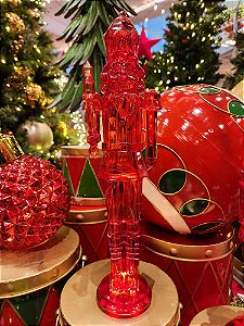 SOLDADO QUEBRA NOZES VERMELHO DE ACRÍLICO COM LED 38CM  - PRÉ VENDA 2025