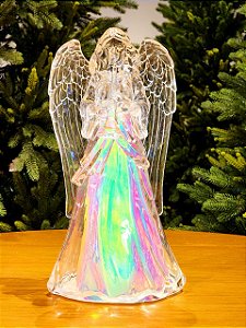 ANJO EM ACRÍLICO IRIDESCENTE COM LED 46CM