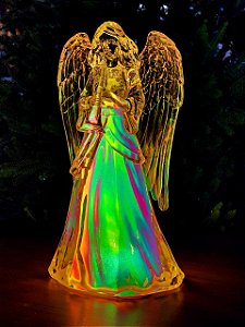 ANJO EM ACRÍLICO IRIDESCENTE COM LED 46CM
