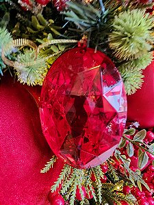 PENDENTE ORNAMENTO JOIA VERMELHA 13,5CM - PRÉ VENDA 2025