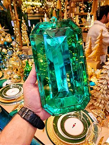 PENDENTE ORNAMENTO JOIA VERDE 24CM - PRÉ VENDA 2025