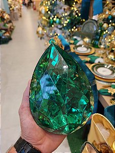 PENDENTE ORNAMENTO JOIA VERDE 19CM - PRÉ VENDA 2025