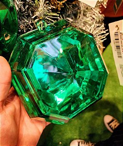 PENDENTE ORNAMENTO JOIA VERDE 10CM - PRÉ VENDA 2025