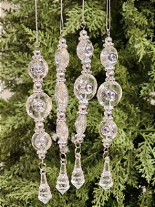 PINGENTE ORNAMENTO TRANSPARENTE COM 4 UNIDADES 22,5CM