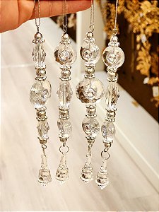 PINGENTE ORNAMENTO TRANSPARENTE COM 4 UNIDADES 22,5CM - PRÉ VENDA 2025
