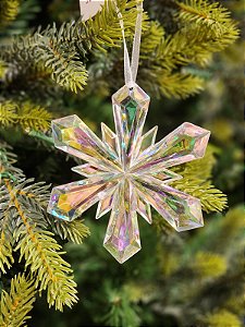PENDENTE ORNAMENTO FLOCO DE NEVE IRIDESCENTE 10,5CM