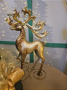 RENA PORTA VELAS EM METAL OURO MARROCOS 45CM