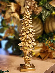 ÁRVORE EM RESINA DECORATIVA OURO 30,3CM - PRÉ VENDA 2025