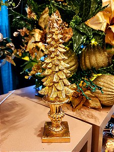 ÁRVORE EM RESINA DECORATIVA OURO 38,5CM - PRÉ VENDA 2025