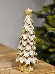 ÁRVORE EM RESINA OURO E BRANCO 21CM