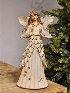 ANJO COM  ESTRELAS OURO 31CM