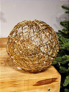 BOLA ARAMADA RATTAN OURO 30CM