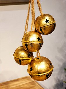 PENDENTE COM GUIZOS EM METAL OURO 39CM