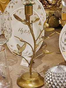 CANDELABRO EM METAL DOURADO 25CM - PRÉ VENDA 2025