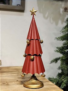 ÁRVORE EM METAL DECORATIVA VERMELHO E DOURADA 48,5CM