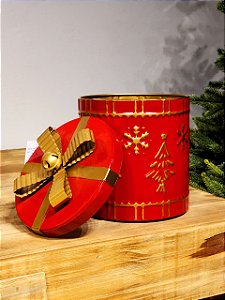 PORTA PANETONE EM METAL VERMELHO