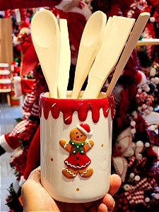 PORTA UTENSÍLIOS DECORATIVO GINGERBREAD 13CM - PRÉ VENDA 2025