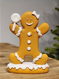BONECO GINGERBREAD EM RESINA 14CM