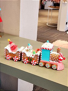 TRENZINHO EM RESINA GINGERBREAD 19CM - PRÉ VENDA 2025