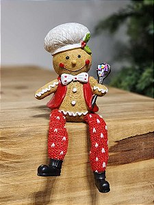 BONECO GINGERBREAD SENTADO COZINHEIRO COM COLHER