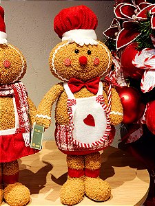 BONECO GINGERBREAD EM PÉ VERMELHO E BRANCO 49CM - PRÉ VENDA 2025