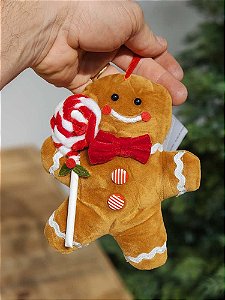 PENDENTE BONECO GINGERBREAD COM CANDY CANNE 15CM