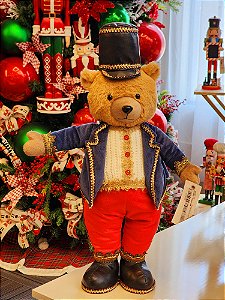 URSO EM PÉ VERMELHO E AZUL 69CM - PRÉ VENDA 2025