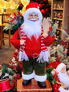 PAPAI NOEL EM PÉ VERMELHO E VERDE 46CM - PRÉ VENDA 2025