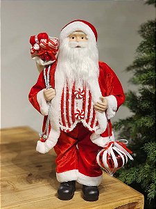 PAPAI NOEL EM PÉ VERMELHO E BRANCO 45CM