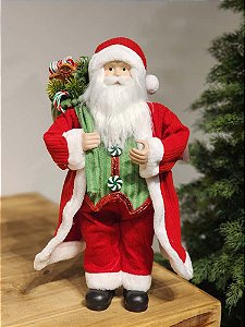 PAPAI NOEL EM PÉ BRANCO E VERDE 45CM