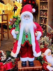PAPAI NOEL EM PÉ BRANCO E VERDE 45CM - PRÉ VENDA 2025
