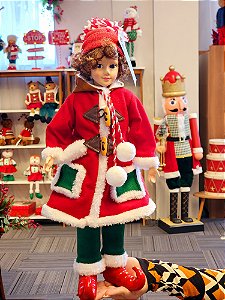 BONECO ELFO EM PÉ VERMELHO E VERDE 47CM - PRÉ VENDA 2025