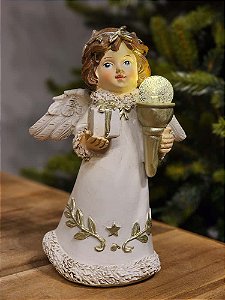 ANJO COM LED BRANCO E DOURADO 17,5CM