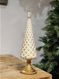ÁRVORE EM RESINA DOURADO E CHAMPANHE 42CM