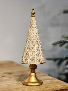 ÁRVORE EM RESINA DOURADO E CHAMPANHE 32CM