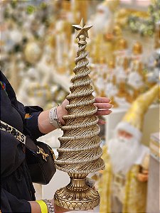 ÁRVORE EM RESINA ESPIRAL DOURADA 40,5CM - PRÉ VENDA 2025