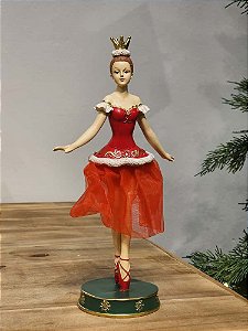 BAILARINA EM RESINA VERMELHA 23CM