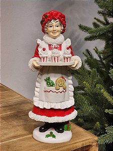 MAMÃE NOEL EM RESINA CONFEITEIRA GINGERBREAD 31CM