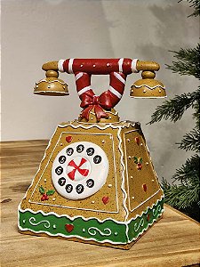 TELEFONE DECORATIVO EM RESINA GINGERBREAD 20,5CM